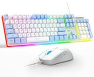 MageGee Gaming Keyboard and Mouse Combo, True RGB Backlit Membrane Office Keyboard Mouse, 104 Keys Anti-Ghosting Metal Panel Quiet Wired Keyboard for Windows Laptop PC Gamer- White/Blue