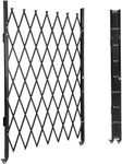 GarveeTech Single Folding Security Door, 85" H x 95" W Portable Flexible Expandable Fence Gate, Steel Accordion Security Gate with 360°Rolling Wheel - Ideal for Courtyards, Garages, Gardens