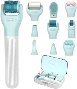 Micro derma roller system bio massager for face, eye, scalp and body – Premium beauty tool 10 in 1 Kit