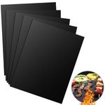 Nutabevr Set of 5 40 x 30 cm BBQ Grill Mats, Non-Stick Grill Mats, Grill Accessories, Baking Mat, Baking Paper, Reusable, Heat Resistant Cut to Size, Permanent Baking Foil for Gas Grill, Gas,
