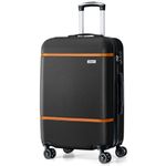 AnyZip Luggage ABS+PC Hardside Lightweight Suitcase with Spinner Wheels TSA Lock, Checked-Medium 24-Inch, Black