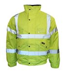 Atomic Workwear Hi-Vis Bomber Jacket with Pack Away Hood and Quilt Lining (as8, alpha, x_s, regular, regular, Yellow, X-Small)