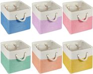 6 Pcs 11 x 11 Inch Cube Storage Bins Fabric Cube Storage Organizer Bins Foldable Storage Cube Baskets with Sturdy Carry Handles Multipurpose Storage Cube for Home (Macaron Color)
