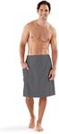 Boca Terry Men's Towel Wrap, Cotton Mens Bath Wrap, Mens Towel Wrap After Shower, Spa Wrap for Sauna and Gym. 2XL - Grey