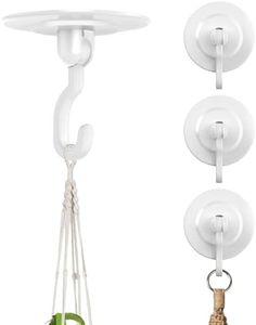 Adhesive Wall & Ceiling Decor Hooks: 4-Pack 3 lbs Heavy Duty No-Drill 360° Swivel Adjustable for Hanging Home Accents Lights Plants Wind Chimes Compatible with 3M Command Strips
