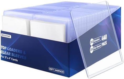 BESARME 440 Card Sleeves Top Loads for Cards,3" x 4" Baseball Card Sleeves Protectors Sports Card Holder for Trading Card (240 Hard Sleeves + 200 Clear Sleeves)