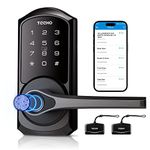 TEEHO Smart Lock - Keypad Door Lock with Handle - 6-in-1 Fingerprint Door Lock for Front Door - Bluetooth APP Control - Easy Installation - IP54 Waterproof - Matte Black