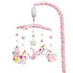 Baby Crib Mobile - Unicorn Crib Mobile for Girls with 25 Inches Mobile Arm and 35 Lullabies Musical Box, 3 Modes Digital, Volume Control, Essential Gift for Infant Bedroom Hanging Decor