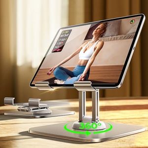 LISEN for iPad Stand for Desk 360° Adjustable Tablet Stand Holder, All Metal iPad Holder Stand Desk Organizers and Accessories for Women fits 12.9"-4.7" Table Mount/Monitor/PS/Switch iPhone