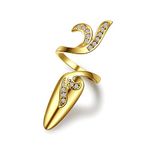 Uloveido Little Finger Nail Cover Ring Art Decorations Fingernail Rings Crystal Rhinestone Nail Cap Jewelry for Women Girls SZ287-4 (Gold)