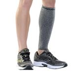 Zensah Calf/Shin Compression Sleeve - Made in the USA Single Leg Compression Sleeve for Shin Splint Relief, Recovery, Running, Heather Grey, S-M