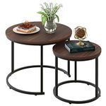 aboxoo Coffee Table Nesting Side Set of 2 End Table Top Sturdy Metal Frame Desk Centerpiece Living Room Bedroom Apartment Modern Industrial Simple Nightstand