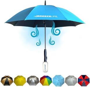 Breeze Life Original Mister Breeze, Sun Umbrella With Fan and Mister, Built-in Fan for Festivals, Beach and More (Blue)