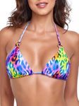 RELLECIGA Women's Purple Leopard Triangle String Bikini Top Size Small