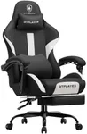 GTRACING Gaming Chair Ergonomic Office Chair with Foot Rest & Pocket Spring Cushion, High Back Computer Desk Chair with Headrest & Lumbar Support, Breathable Fabric Game Chair for Adults, Coal-Black