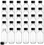 Bekith 30 Pack 2 oz Small Clear Glass Bottles, Boston Round Sample Bottles with Black Poly Cone Cap for Potion, Juice, Ginger Shots, Oils, Whiskey, Liquids