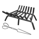 MESTYL Fireplace Grate 21 Inch Heavy Duty Wrought Iron Fireplace Log Grate, 3/4" Bar Fire Grates with Fire Log Tongs, Firewood Log Burning Rack for Outdoor Wood Stove Pit & Fireplace Log Holder Indoor