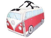 BRISA VW Collection - Volkswagen Retro Sport Shoulder Fitness Bag Duffel in T1 Bus Campervan Shape (Large/Classic Bus/Red & Beige)