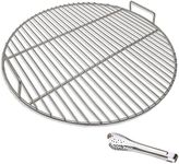 huanniu-304 Stainless Steel Round Grill Grate with Handles, 44.5 cm Diameter for 47 cm /18.5 Inch Charcoal Kettle Grill, e.g. Weber - Portable Barbecue Accessory with Grillclip