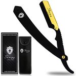 SHARPY Cut Throat Razor Kit - Matte Black with 24K Gold Plated Straight Razor Men - Professional Barber Shaving Razor for Men - Moustache & Beard Razor Men Shaving set