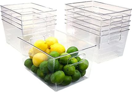 Excello Global Products 10.12" x 6.02" x 5.31" Rigid Plastic Clear Storage Bins (Pack of 6) (11.6" x 8.2" x 6.1")