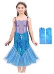 Fancy Steps Mermaid with Gloves (Select Age in dropdown) Kid Cosplay Mermaid Tail Dress Costume Vest Top Mermaid Tail (2-4 Years)