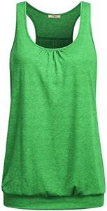 Miusey Womens Exercise Tops,Stylish Soft Racerback Tank Flattering Biker Jogger Runner Tri Blend Tees Comfortable Jersey Perfect Sleeveless Rocker Activewear(Small, Grass-Green)