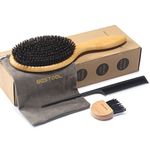 BESTOOL Hair Brush, Boar Bristle Hair Brush for Women Men Children, Bamboo Paddle Natural Boar Bristle Brush for Thin, Fine Hair, Improve Hair Texture (Bamboo)