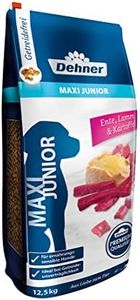 Dehner Cibo per cani Maxi Junior, cibo secco senza cereali, per cuccioli e cani di taglia grande, anatra, agnello, patata, 12,5 kg