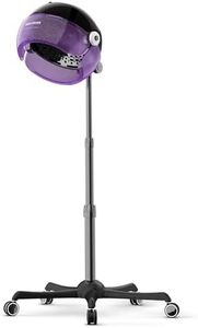COLLIFORD Ionic Hooded Hair Dryer, Powerful 1875W, 3 Temperature Settings, Electrical Ionic Hair Care, Portable Salon Hair Dryer with Rolling Wheels for Home & Professional Stylists, Purple