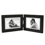 Malden International Designs Linear Wood Picture Frame, 4x6 Double Black