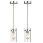 EAPUDUN Pendant Light (2 Packs), Kitchen Lights Ceiling Hanging, Kitchen Light Fixtures Brushed Nickel Finish, Farmhouse Pendant Lighting for Kitchen Island Room PDA1353-B-BNK