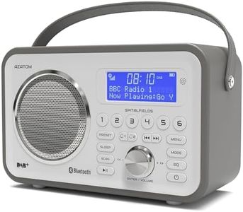 DAB/DAB+ & FM Portable Digital Radio | Leather Design | Bluetooth | Rechargeable Battery | Dual Alarms & Sleep Timer | Perfect for Home, Office or Outdoors | AZATOM Spitalfields 2 (Grey)
