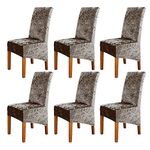 Dining Chairs Cover Pack of 6 - High Stretch Crushed Velvet XL Size High Back Dining Chair Slipcovers Chair Protector Seat Cover for Dining Room Living Room Wedding Hotel Banquet Party Home Decor