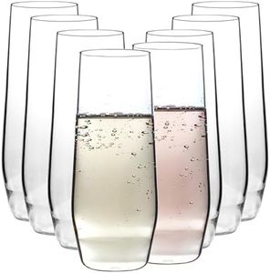 Deco Unbreakable Stemless Champagne Glasses, 12oz - 100% Tritan - Shatterproof, Reusable, Dishwasher Safe Champagne Flutes (Set of 8) - Indoor Outdoor Drinkware - Great Holiday & Wedding Gift