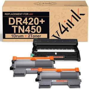 v4ink Compatible Toner Cartridge and Drum Unit Replacement for Brother TN450 TN420 DR420 use with HL-2270dw HL-2280dw HL-2230 HL-2240d MFC-7240 MFC-7360n MFC-7860dw 3 Packs (1 Drum+2 Toner) (Black)