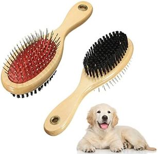 Wooden Dog Brush Double Sided Pet Hair Grooming Brush Dog Pin Brush and Bristle Soft Brush, Dogs Comb and Brush Grooming Tools for Cleaning for Dogs & Cats with Long or Short Hair Red