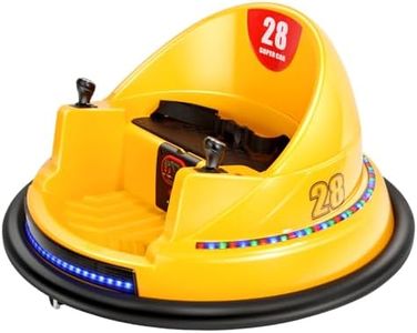 Broage Kids Race Toy 6V Electric Ride On Bumper Car Vehicle Remote Control 360 Spin DIY Numbers 00-99 ASTM-Certified Yellow,6v Yellow