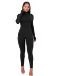 VUTRU Womens Fleece Lined Sexy One Piece High Neck Long Sleeve Backless Bodycon Jumpsuits Bodysuit Catsuit Sports Romper