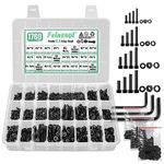 1760PCS Metric Screw Assortment M2 M3 M4 M5, Grade 12.9 Alloy Steel Hex Socket Head Cap Metric Bolts and Nuts Assortment Kit, Metric Screw Nuts and Bolts Flat&Lock Washers Set, 3 Hex Wrenches Included