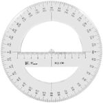 2 PCS 360 Full Circle Protractor, 15cm Plastic Math Measuring Tools Round Protractors Ruler Full Midround Angle Protractor