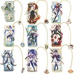 Genshin Venti Metal Bookmarks - Hot Game Genshin Anime Figure Venti Barbatos Unique Bookmarks for Men Women Girls Book Lovers Readers (9pcs)