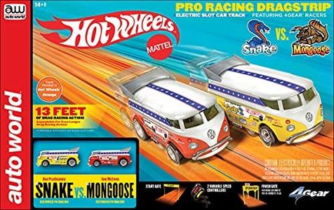 Auto World 13' Hot Wheels Snake vs Mongoose Manual Slot Drag Set HO Scale