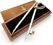 5MoonSun5's 8 Inch Large Pencil Marking Compass Circle Leather Scratch Compass Maker Scriber Marking Wing Divider, Ideal for Drawing Circles, Scribing Wood Metal, Drafting,Map Plotting with wooden box