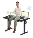 FLEXISPOT USA No.1 Height Adjustable Standing Desk for Home Office - 120x75 CM, Electric, Black Steel Frame + Tabletop, EN1