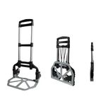 BonKaso Folding Aluminium Luggage Trolley Cart | Heavy-Duty Hand Truck with Telescopic Handle & Rubber Wheels | 80Kg Load Capacity Foldable Shopping & Travel Cart for Office & Home Use (Silver)
