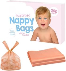 200 Coloured Nappy Bags with Tie Handles - Fragranced for Eliminating Odours, Durable and Leak-proof, Light-weight and Perfect for Babies Travel Bags (200 Nappy Bags)