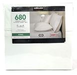 Kirkland Signature King Bright White 680 Thread Count Sheet Set 6 Piece Deep Pockets