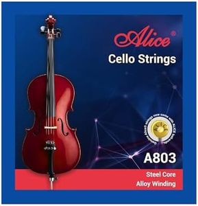Alice Cello Strings 4/4 Full Set - Well Balanced & Deep-forceful Timbre, Steel Core with Alloy Winding, Cello Strings for 4/4 & 3/4 Size Cello (FullSet A D G and C)