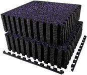 0.56in Thick 96 Sq Ft Exercise Equipment Mats, 24 Tiles Upgraded Rubber Top with High Density EVA Foam, Large Interlocking Puzzle Gym Flooring for Home Gym, Heavy Weight Workout, Black & Purple